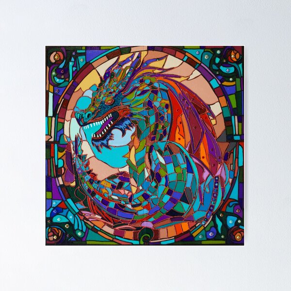 Item preview, Stained Glass Dragon designed and sold by Megan JL Evans Art.
