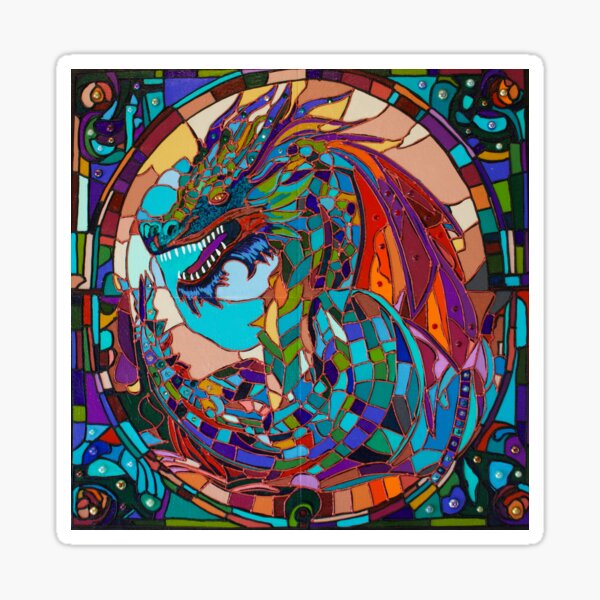 Stained Glass Dragon Sticker