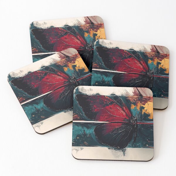 Item preview, butterfly red gold blue green vibrant abstract dejco.art domin designed and sold by dejco.art.