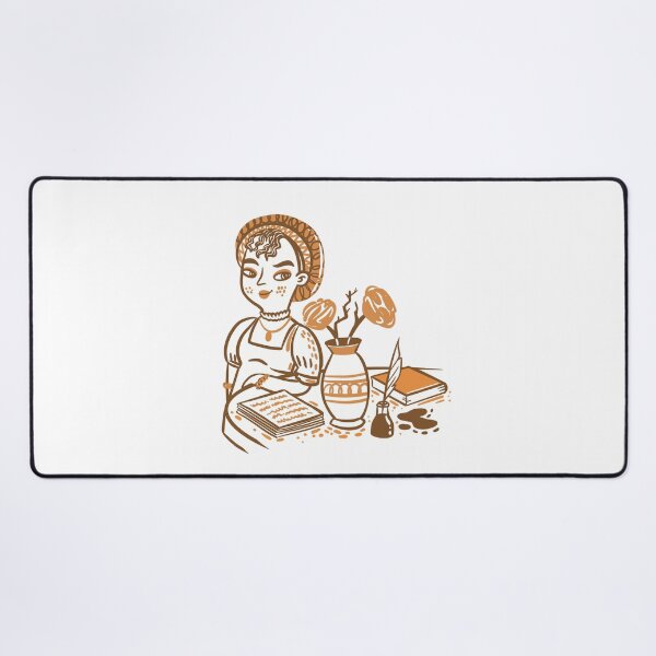 Item preview, Jane Austen sitting at her desk smiling designed and sold by jasmineberry.