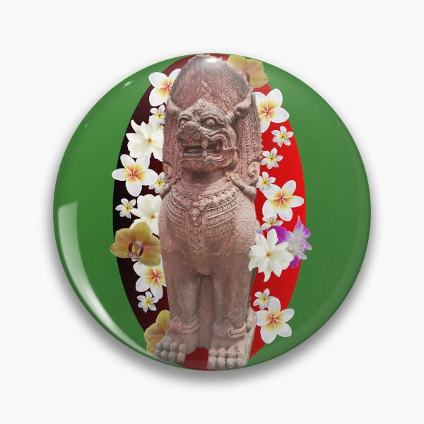 Item preview, Singha guardian lion floral with red background. designed and sold by Linklandiya.
