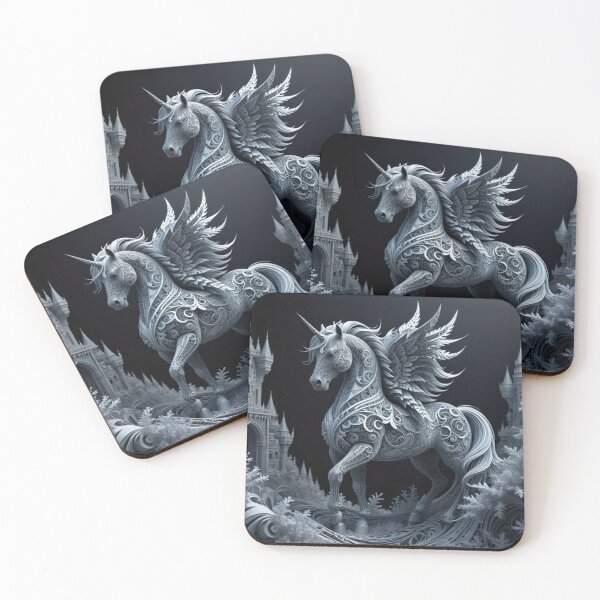 Item preview, Silver Enchanted Unicorn in a Mystical Castle designed and sold by Harmonic_Layers.
