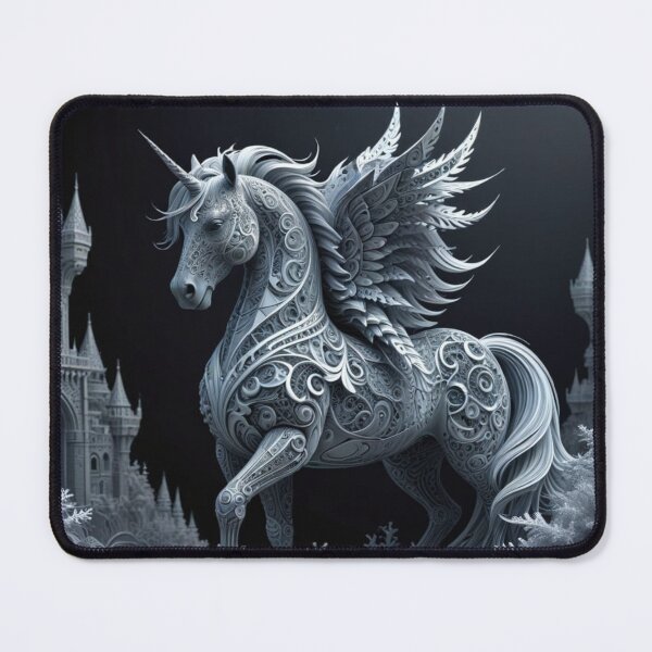 Item preview, Silver Enchanted Unicorn in a Mystical Castle designed and sold by Harmonic_Layers.