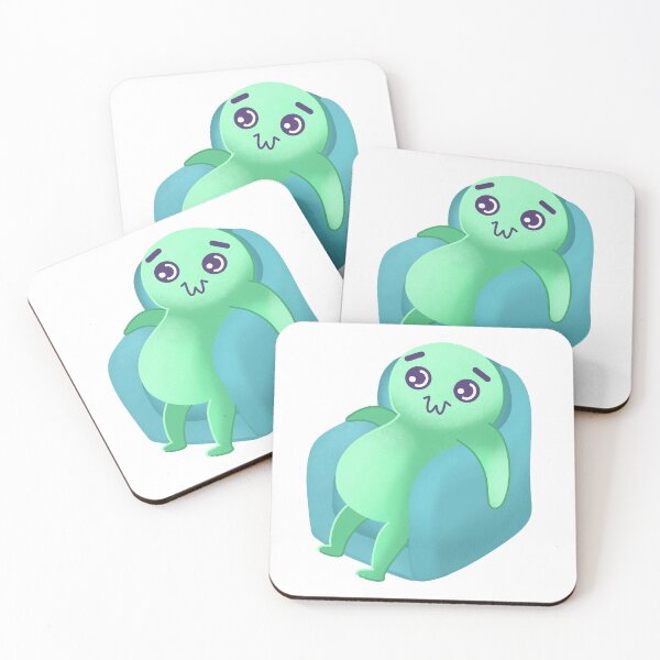 Item preview, a strange funny character in green sitting on a sofa or couch designed and sold by jasmineberry.