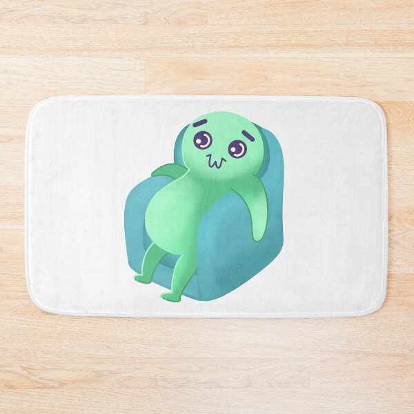 Item preview, a strange funny character in green sitting on a sofa or couch designed and sold by jasmineberry.