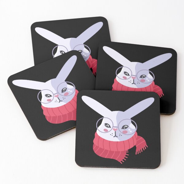 Item preview, a serious-looking bunny rabbit in a winter scarf designed and sold by jasmineberry.