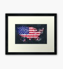 United States of America map artwork painting illustration Framed Print
