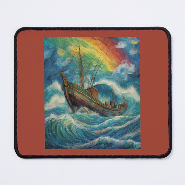 Item preview, "Ancient Fishing Boat: Sailing Under Rainbow Skies" designed and sold by Artisticanvas.