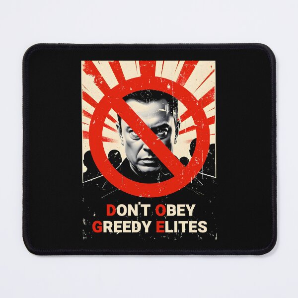 Item preview, DOGE: Don't Obey Greedy Elites - anti-Elon Musk activism design designed and sold by Dollycat Industries.
