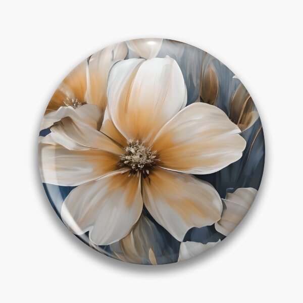 Item preview, Brushed Flowers Light Earth, Cream and Blue designed and sold by Ciervo Primavera.