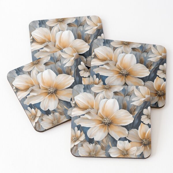 Item preview, Brushed Flowers Light Earth, Cream and Blue designed and sold by Ciervo Primavera.