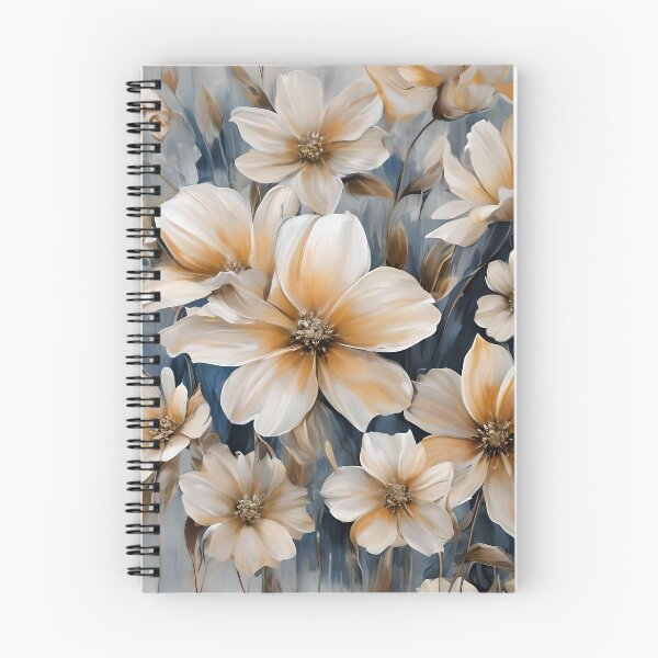 Item preview, Brushed Flowers Light Earth, Cream and Blue designed and sold by Ciervo Primavera.