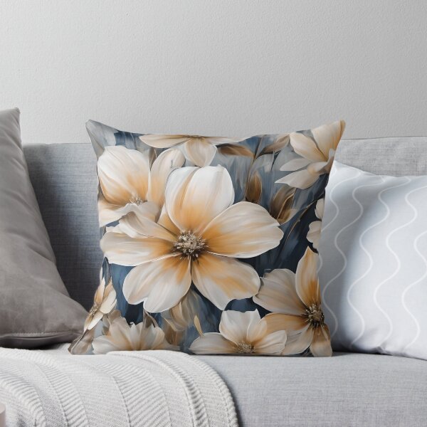 Item preview, Brushed Flowers Light Earth, Cream and Blue designed and sold by Ciervo Primavera.