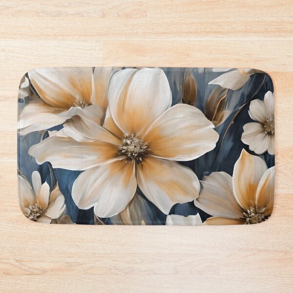 Item preview, Brushed Flowers Light Earth, Cream and Blue designed and sold by Ciervo Primavera.