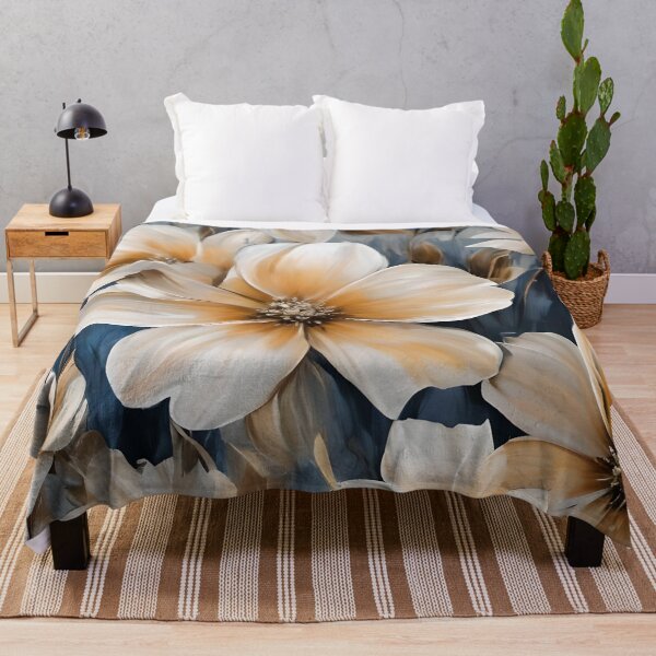 Item preview, Brushed Flowers Light Earth, Cream and Blue designed and sold by Ciervo Primavera.