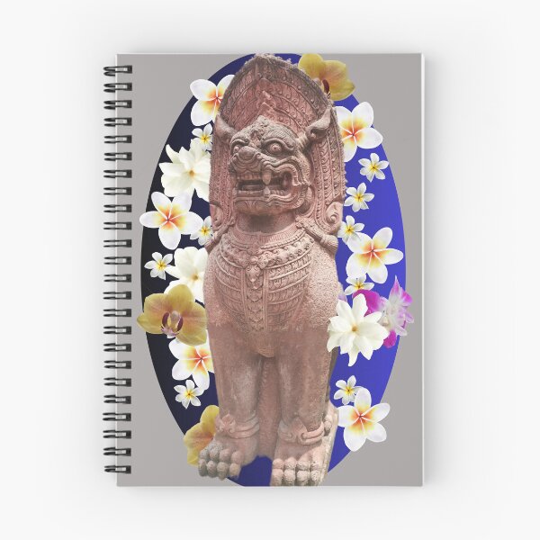 Item preview, Singha guardian lion floral with blue background. designed and sold by Linklandiya.