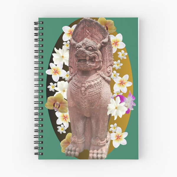 Item preview, Singha guardian lion floral with blue background. designed and sold by Linklandiya.