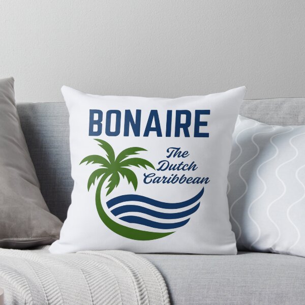 Aperçu de l'œuvre Plage tropicale des Caraïbes néerlandaises de style rétro à Bonaire - Texte bleu marine créée et vendue par SurfingLocales.