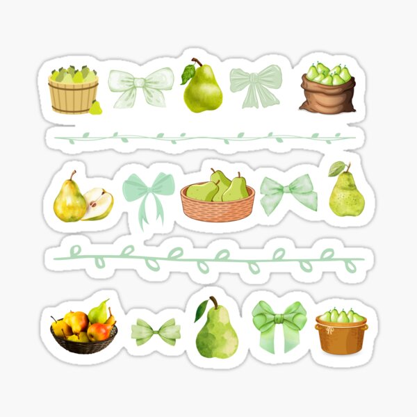 Artikel-Vorschau von Pears Coquette ~ Kokette mit grünen Birnen und Schleifen, designt und verkauft von MIMI Design.