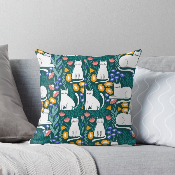 Item preview, Cat In The Garden On Green Background  designed and sold by vintageretrostyleshop.