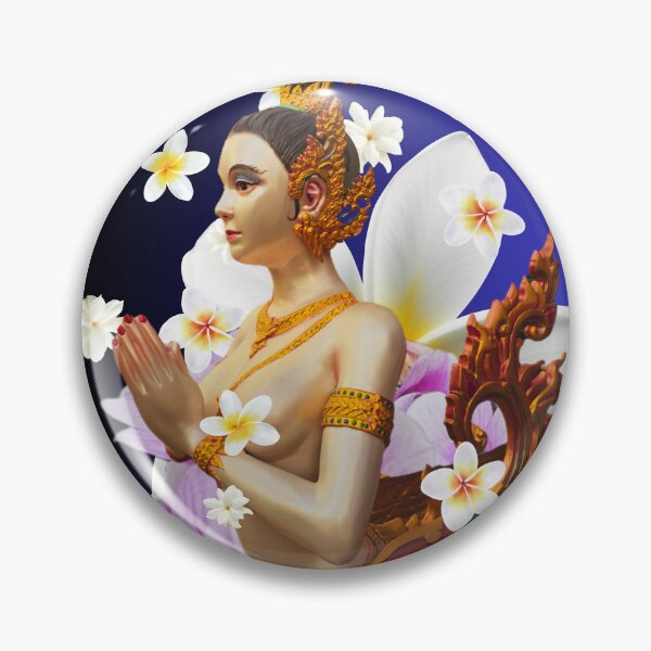 Item preview, Thailand Kinnari Floral Blue Background designed and sold by Linklandiya.