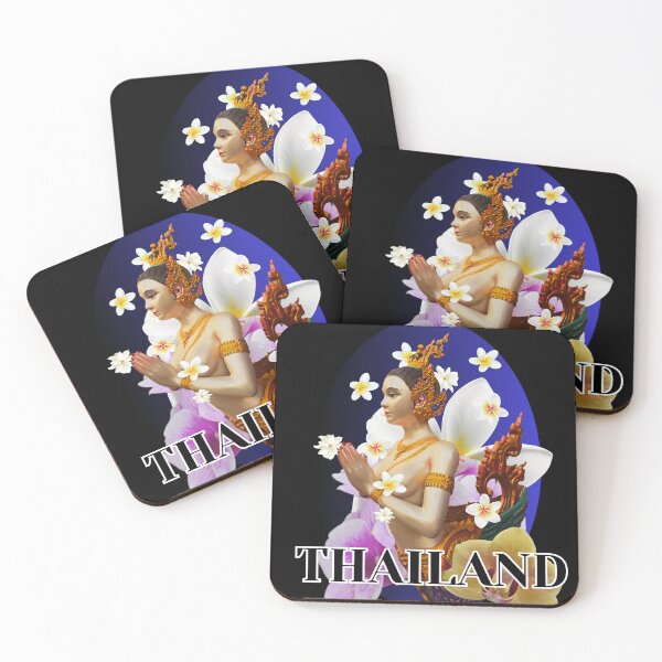 Item preview, Thailand Kinnari Floral Blue Background designed and sold by Linklandiya.