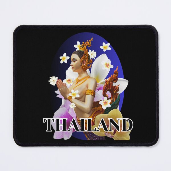 Item preview, Thailand Kinnari Floral Blue Background designed and sold by Linklandiya.