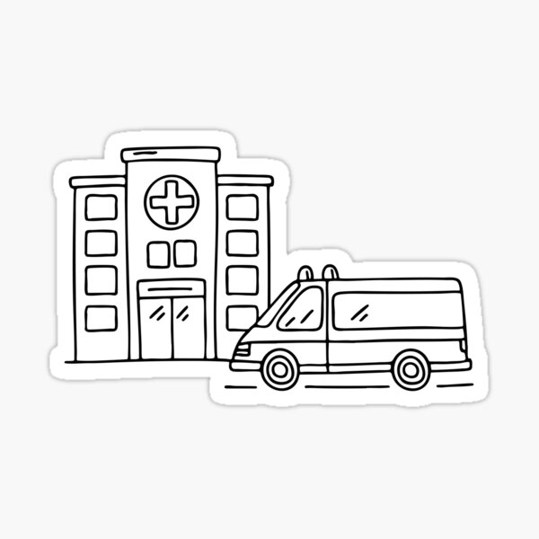 Item preview, Ambulance parked outside the entrance of a busy hospital designed and sold by rasagamastore.