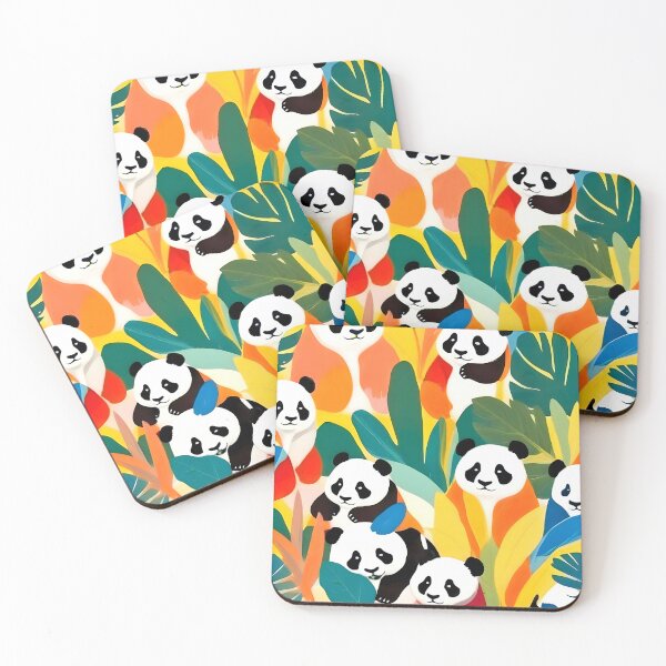 Item preview, Pandas & Tropical, Nature Botanical Jungle Boho, Plants Wildlife Cute Animals, Funny Eclectic Summer Contemporary Painting Illustration Canvas Print designed and sold by 83oranges.com.