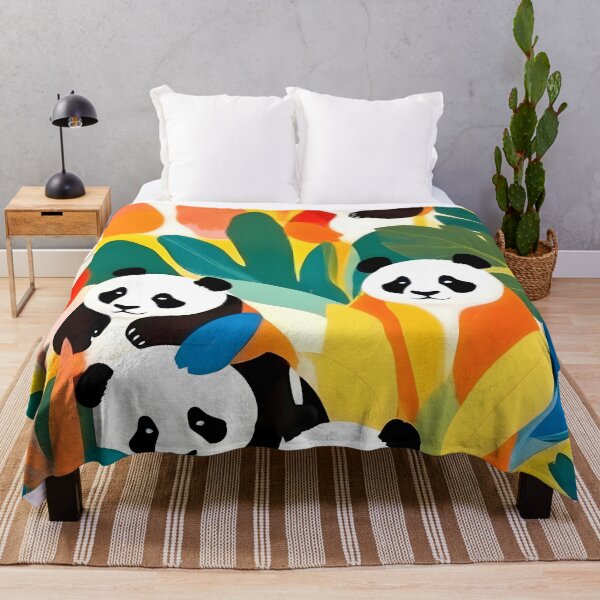 Item preview, Pandas & Tropical, Nature Botanical Jungle Boho, Plants Wildlife Cute Animals, Funny Eclectic Summer Contemporary Painting Illustration Canvas Print designed and sold by 83oranges.com.