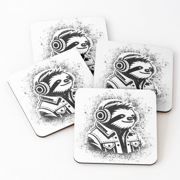 Item preview, Cool Sloth Headphones Stencil – Urban Graffiti Streetwear Art designed and sold by Art4aHome.