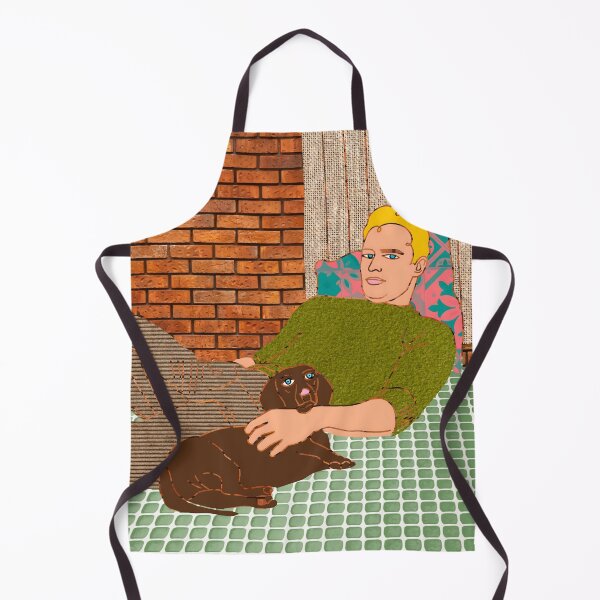 Item preview, Goodfellas, Vintage Rattan Man Dog Pet Human Companion, Dachshund Dogs Parent, Line Art Collage Illustration Home Décor, Retro Eclectic Bohemian Interiors designed and sold by 83oranges.com.