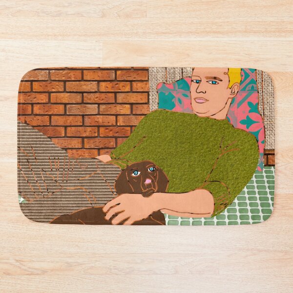 Artikelvorschau, Goodfellas, Vintage Rattan Mann Hund Haustier Mensch Begleiter, Dackel Hunde Eltern, Line Art Collage Illustration Wohndekor, Retro Eklektische Boho Innenräume entworfen und verkauft von 83oranges.com.