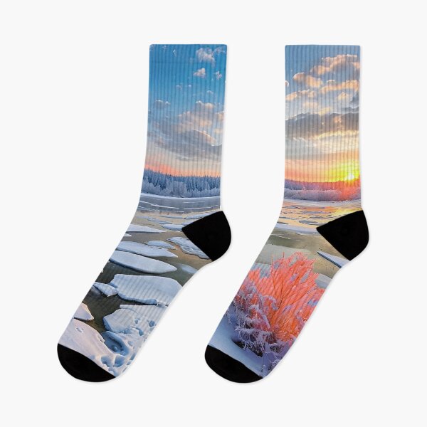 Item preview, Serene Winter Landscape With Snowy Terrain And Vibrant Sky designed and sold by graphicnew.