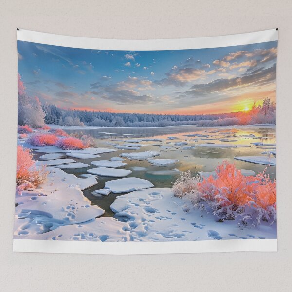 Item preview, Serene Winter Landscape With Snowy Terrain And Vibrant Sky designed and sold by graphicnew.