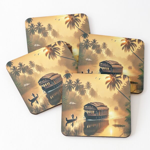 Item preview, Sunset Serenity – A Kerala Houseboat Journey designed and sold by NirambyVishnu.
