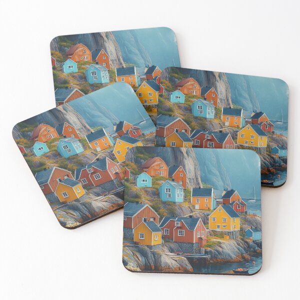 Item preview, Vibrant Coastal Village with Colorful Houses designed and sold by Artessie.