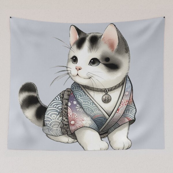 Item preview, Japanese Watercolor Cat designed and sold by Kyutthana.