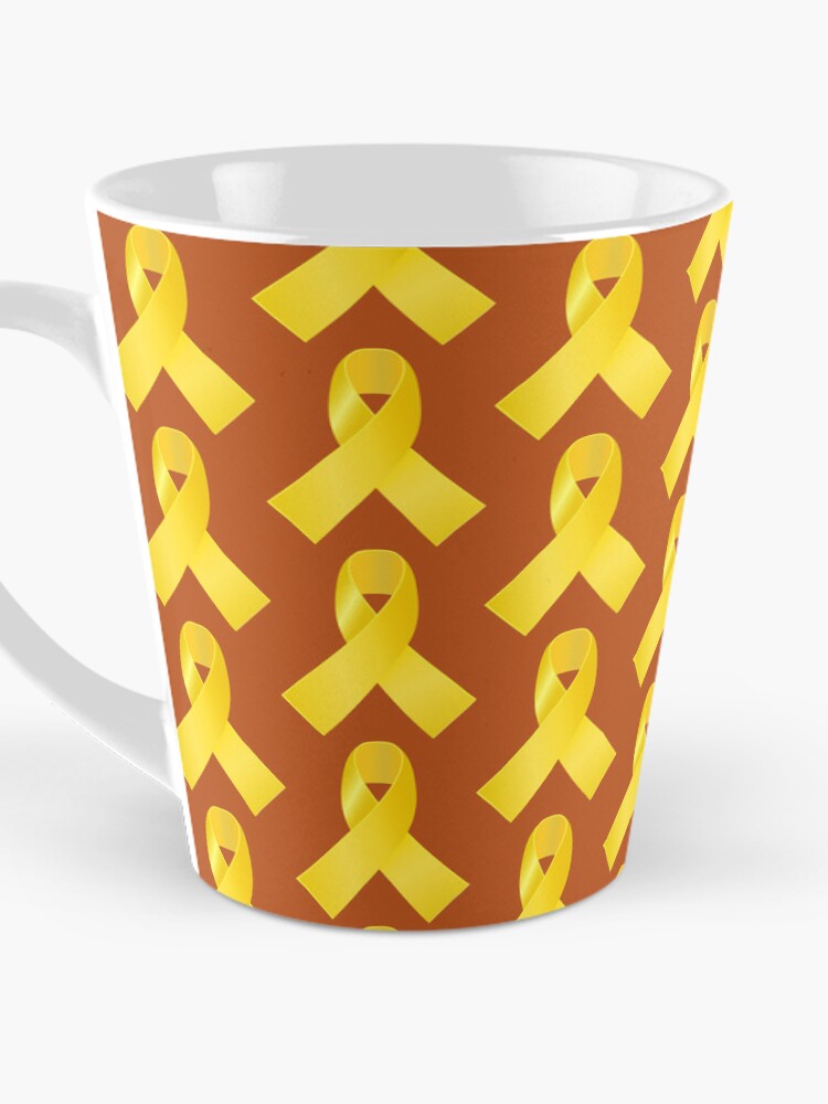 Thumbnail 3 of 4, Coffee Mug, Yellow Awareness Ribbon designed and sold by josesita.