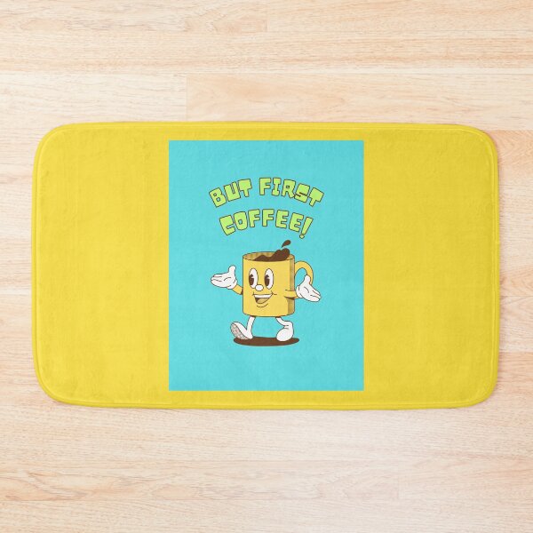 Item preview, But First Coffee, Cup of Coffee, Yellow Font, Aqua Blue designed and sold by AASparksDesigns.