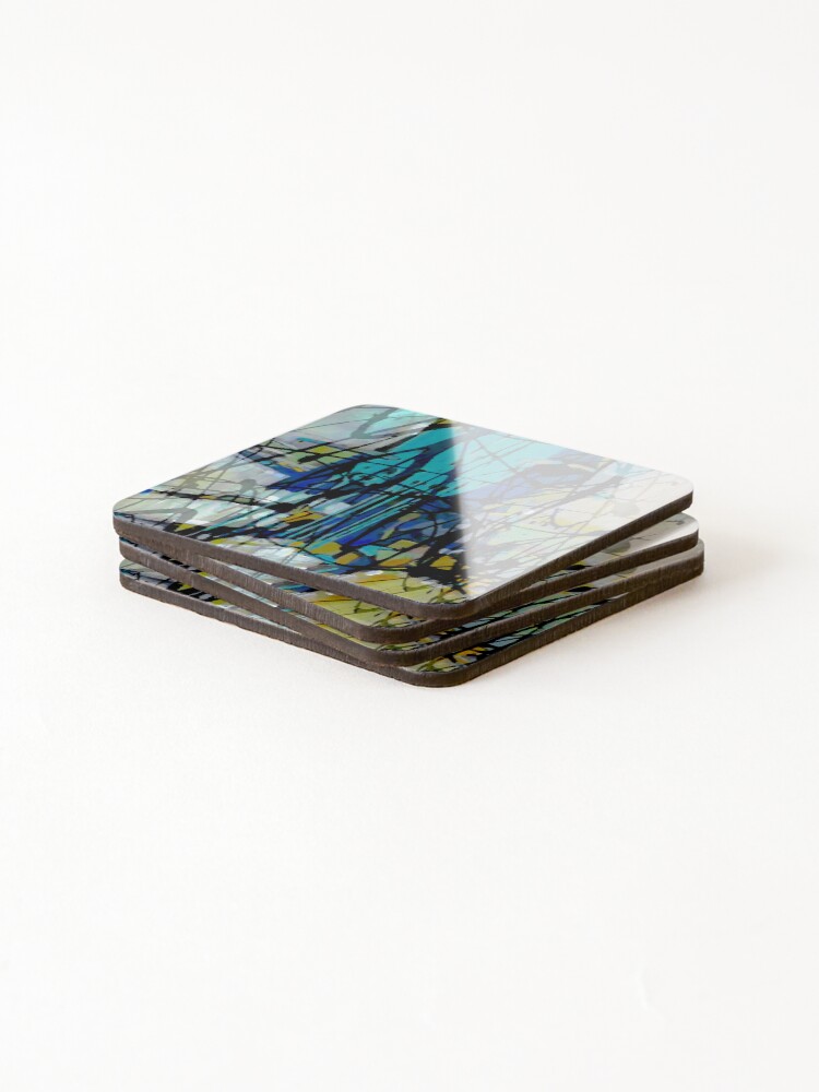 Thumbnail 4 of 5, Coasters (Set of 4), Abstract Drips designed and sold by ViaARTfactory.