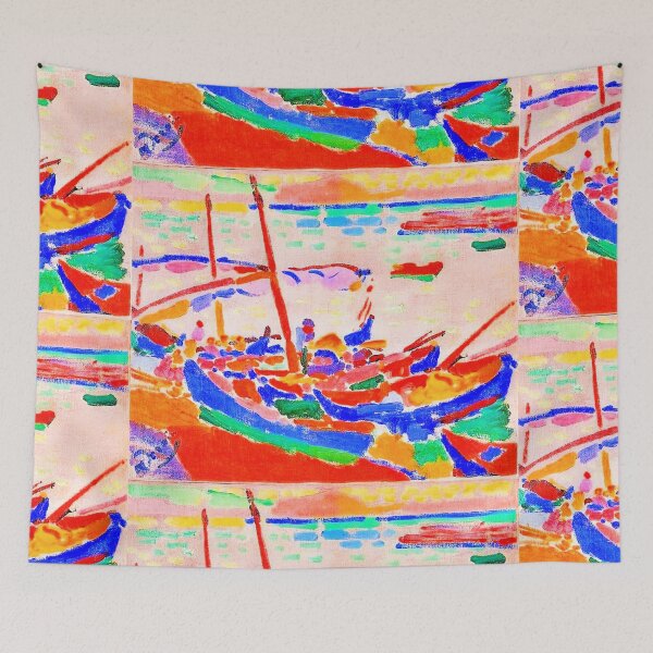 Item preview, Fishing Boats at Collioure by Andre Derain  (Fauvist artist who worked with Matisse.)  Bateaux de pêche, Collioure (1905)  designed and sold by CristalleLisa.