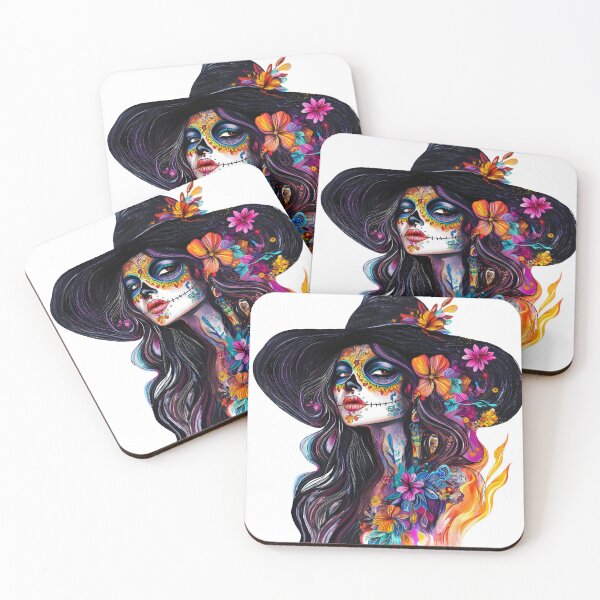 Item preview, Beautiful calavera art with flowers and detailed face paint for Day of the Dead designed and sold by natalidesign.