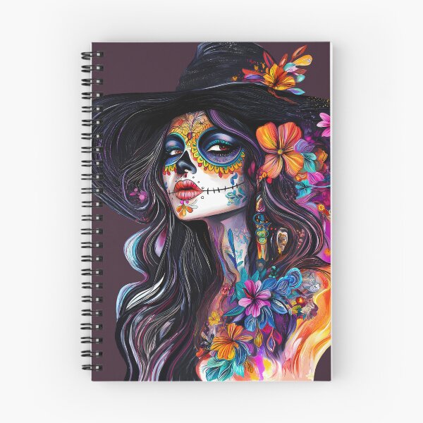 Artikelvorschau, Wunderschöne Calavera-Kunst mit Blumen und detaillierter Gesichtsbemalung für den Tag der Toten entworfen und verkauft von natalidesign.