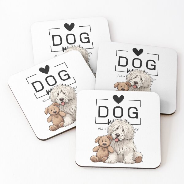 Item preview, Adorable Bergamasco Shepherd with a Plush Teddy Bear – Cartoon Illustration designed and sold by GoodyPaws.