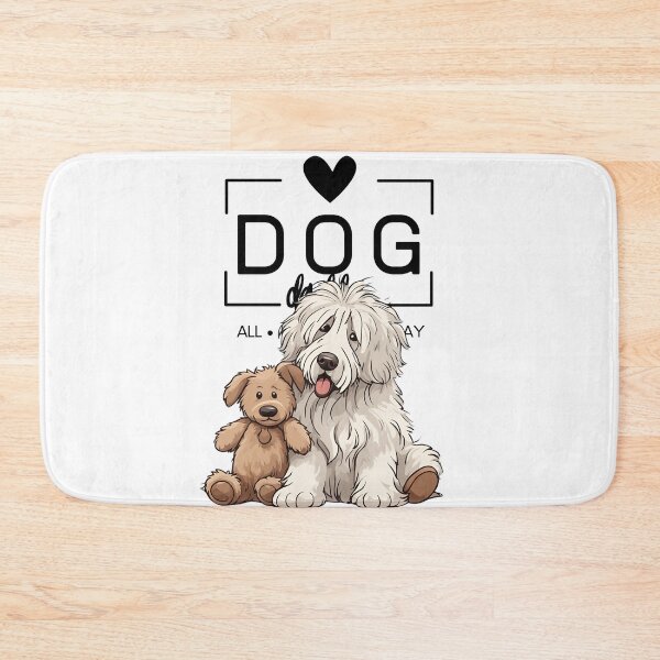 Item preview,  Adorable Bergamasco Shepherd with a Plush Teddy Bear – Cartoon Illustration designed and sold by GoodyPaws.
