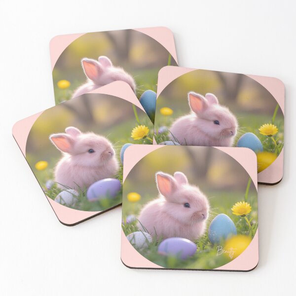 Item preview, Adorable pink baby bunny with easter eggs-Fluffy Springtime Charm designed and sold by Benitty.