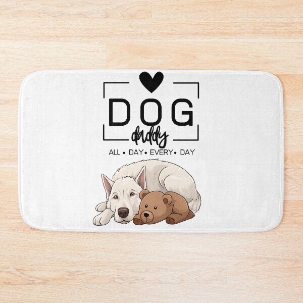Artikelvorschau, Entzückender weißer Schweizer Schäferhund mit einem Plüsch-Teddybär – Cartoon-Illustration entworfen und verkauft von GoodyPaws.