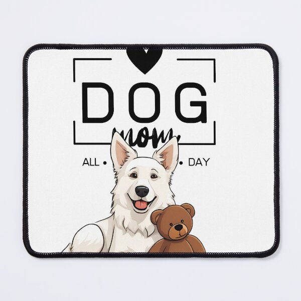Item preview, Adorable White Swiss Shepherd with a Plush Teddy Bear – Cartoon Illustration designed and sold by GoodyPaws.