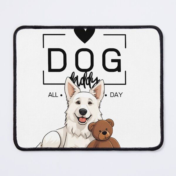 Item preview, Adorable White Swiss Shepherd with a Plush Teddy Bear – Cartoon Illustration designed and sold by GoodyPaws.